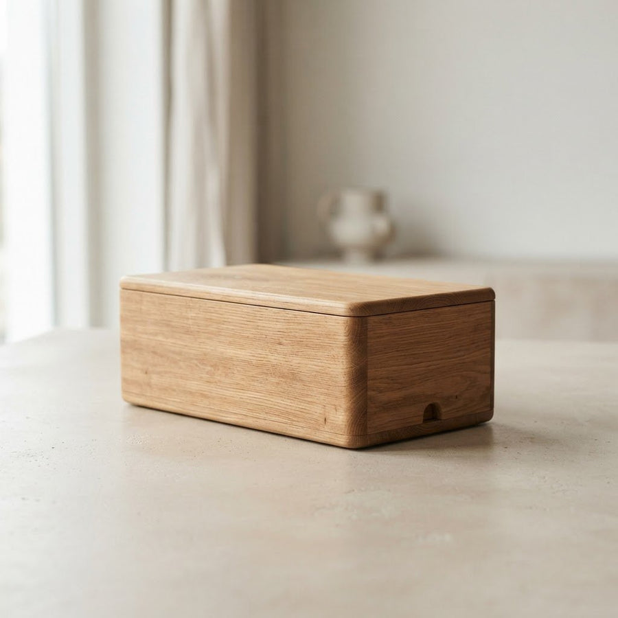 Eiche-Kabelbox, mittel, Natur geölt